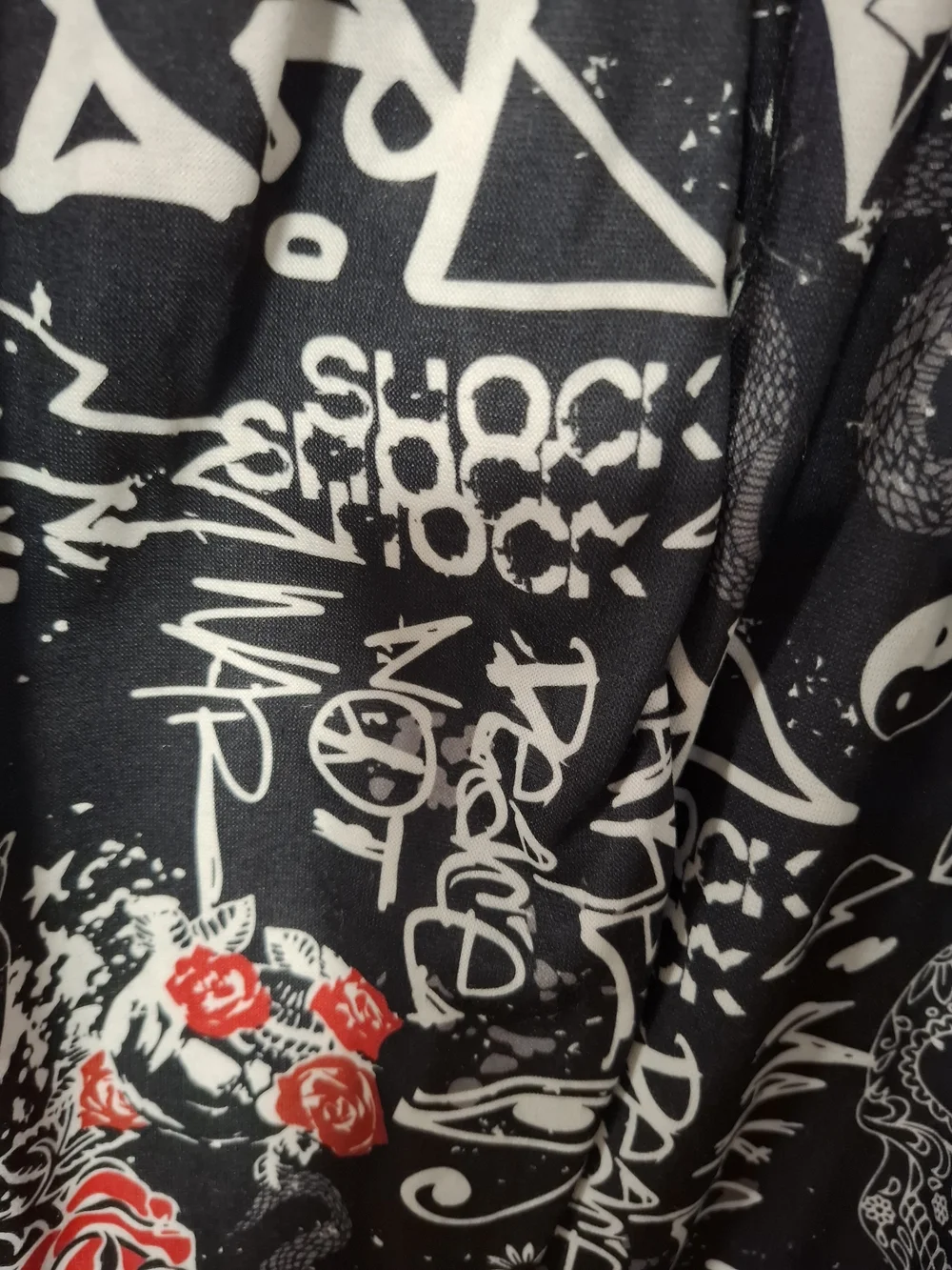 Fresh Kids Black Joggers with Red Rose Graphic